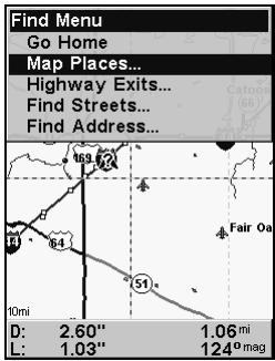 LOWRANCE IFINDER H2OC - Rechercher des lieux cartographiés (map places) ou des points d'intérêts (POI) - 1