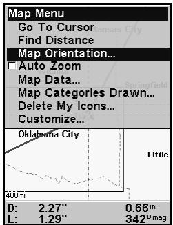 LOWRANCE IFINDER H2OC - Orientation de la carte - 2