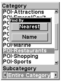 LOWRANCE IFINDER HUNT - Menu des catégories de lieux cartographiés. - 1
