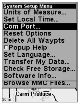 LOWRANCE IFINDER HUNT - Configuration du port com - 1