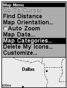 LOWRANCE IFINDER HUNT - Sélection des catégories de détails cartographiques - 1