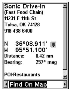 LOWRANCE IFINDER HUNT - Option de recherche en fonction de la proximité, à gauche, écran de traitement, au centre, liste des pois, à droite. - 4