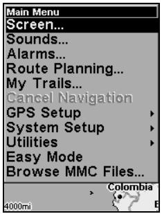 LOWRANCE IFINDER HUNT - Une fois dans le menu screen (écran): - 1
