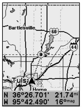 LOWRANCE IFINDER PRO - Se rendre à la position du curseur. dans cet exemple, le curseur a sélectionné la ville de oologah, en oklahoma. - 2