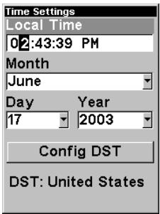 LOWRANCE IFINDER PRO - Une fois dans le menu de réglage (time settings) - 1