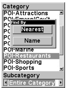 LOWRANCE IFINDER PRO - Menu des catégories de map places. - 1