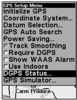 LOWRANCE IFINDER PRO - Pour accéder à l'écran d'état du DGPS: - 1