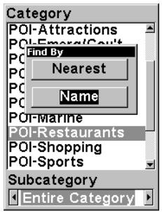 LOWRANCE IFINDER PRO - Menu des catégories de map places. - 4
