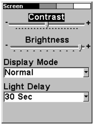 LOWRANCE IWAY 100 - Pour régler la luminosité et le contraste de l'écran : - 1