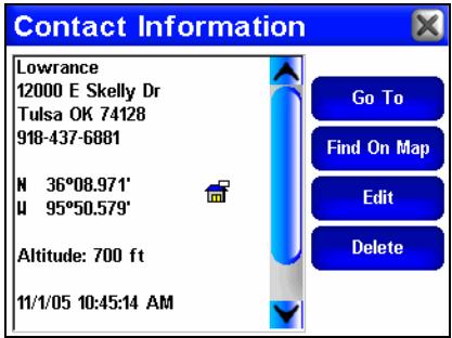 LOWRANCE IWAY 250C - Utilisation de la touche d'information concernant une position - 2
