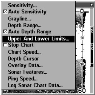 LOWRANCE LMS-240 - Portée - limites supérieures et inférieures - 1