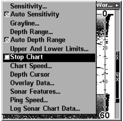 LOWRANCE LMS-240 - Arrêt de défilament - 1