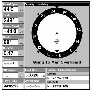LOWRANCE LMS-525C DF - Gent: retourner au point de repère MOB - 2