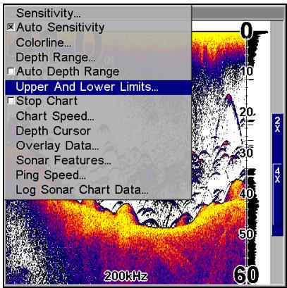 LOWRANCE LMS-525C DF - Portée en profondeur - limits supérieure et inférieure - 1