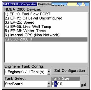 LOWRANCE LMS-525C DF - Régler la configuration du moteur-réservoir: - 3