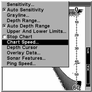 LOWRANCE X135 - Vitesse de défilament - 1