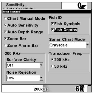 LOWRANCE X136DF - Pour activer la fonction de FishTrack: - 1