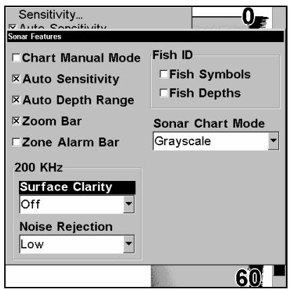 LOWRANCE X136DF - Pour régler le niveau de clarté en surface: - 2