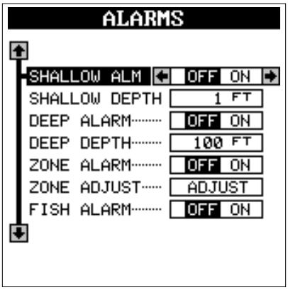 LOWRANCE X65 - Alarmes - 1