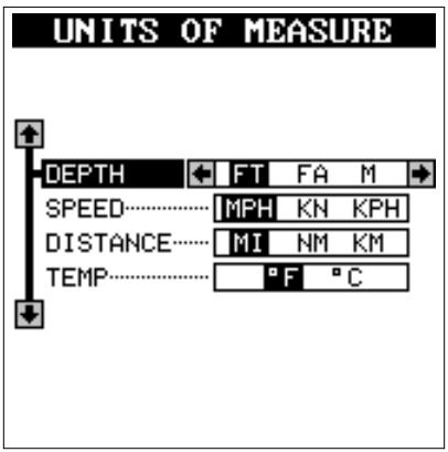 LOWRANCE X65 - Unités de mesure - 1