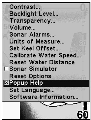 LOWRANCE X67C - Fenêtres d'Aide - 1