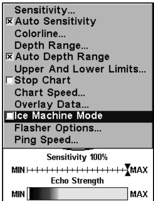 LOWRANCE X67C - Pour entrer en mode IceMachine: - 1