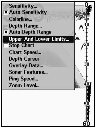 LOWRANCE X67C - Portée en Profondeur - Limits Supérieure et inférieure - 1