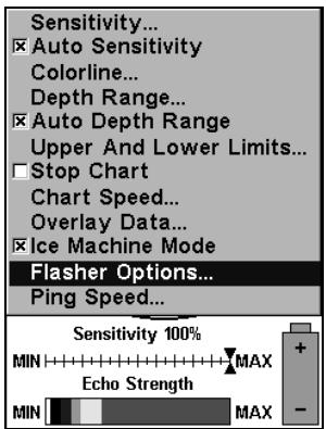 LOWRANCE X67C - Pour changer la combinaison de couleurs du flasher eou du Ice Flasher: - 1