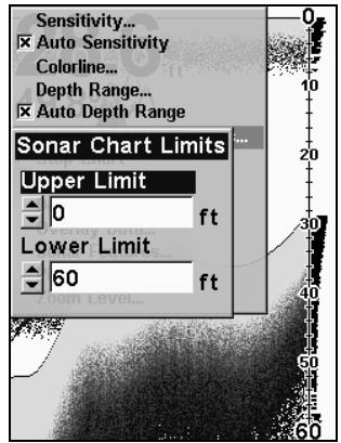 LOWRANCE X67C - Portée en Profondeur - Limits Supérieure et inférieure - 2