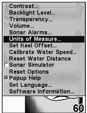LOWRANCE X67C - Unités de Mesure - 1