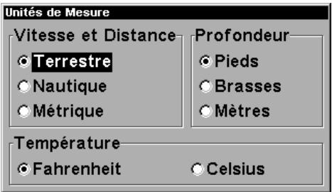 LOWRANCE X98DF - Unités de mesure - 1