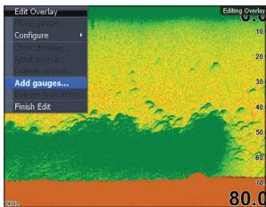 LOWRANCE HDS-5M - Ajouter un calque Data (Données) ou Gauge (Jauge) à une page - 3