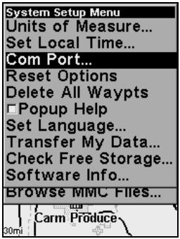 LOWRANCE IFINDER H2O - Com Port Configuration - 1