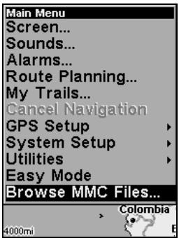 LOWRANCE IFINDER H2O - Check MMC Files and Storage Space - 1