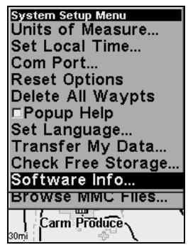 LOWRANCE IFINDER H2O - Software Version Information - 2