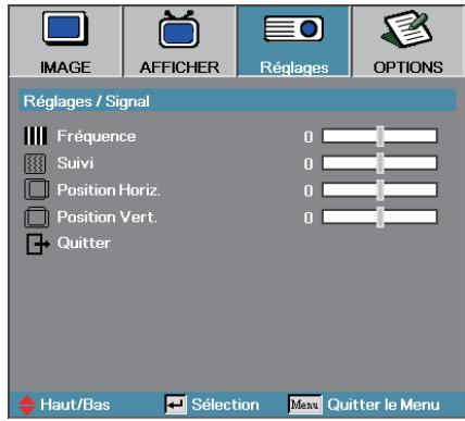 OPTOMA EW1691E,  EW330E,  EW605ST,  EW610ST,  EW675UTIS,  EW695UT,  EW762 - Réglages | Signal - 1
