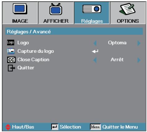 OPTOMA EW1691E,  EW330E,  EW605ST,  EW610ST,  EW675UTIS,  EW695UT,  EW762 - Réglages | Avance - 1