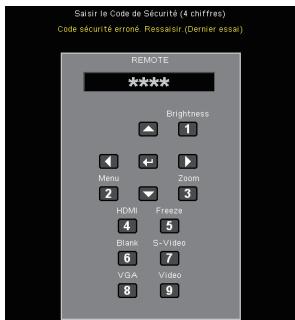 OPTOMA EX330E,  EX565UT,  EX605ST,  EX610ST,  EX615,  EX665UT,  EX665UTIS,  EX7155E - Changer mot passe - 1