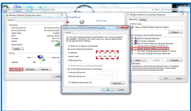 OPTOMA ML300,  ML500 - Réglez le réglage de l'IP sur "Internet Protocol Version 4 Propriétés (TCP/IPv4)" - 1