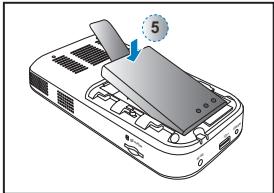 OPTOMA PK120,  PK301,  PK320 - INSTALLATION DE LA BATTERIE - 3