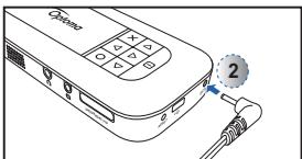 OPTOMA PK120,  PK301,  PK320 - CHARGEMENT DE LA BATTERIE - 2