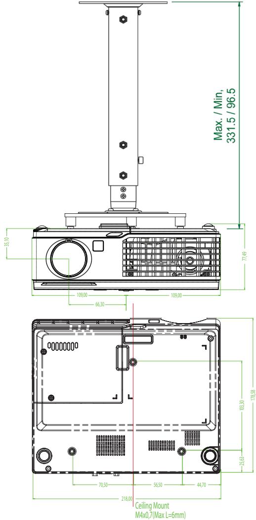 OPTOMA W304M - Installation au plafond - 3