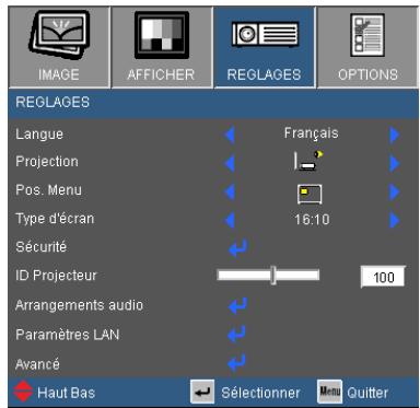 OPTOMA W305ST,  W306ST - REGLAGES - 1