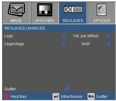OPTOMA W305ST,  W306ST - REGLAGES | AVANCES - 1