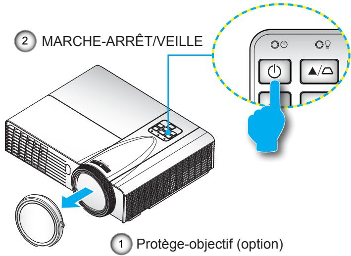 OPTOMA X305ST,  X306ST - Mise sous tension du projecteur - 1
