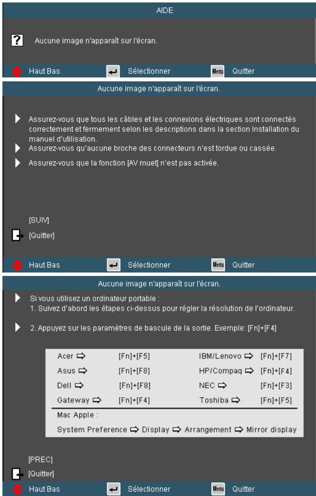 OPTOMA X305ST,  X306ST - Utiliser le menu AIDE - 3