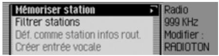 BECKER 7949 TRAFFIC PRO VOICE - Commandes dans le menu Éditer des stations - 1