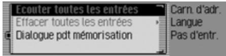 BECKER 7949 TRAFFIC PRO VOICE - Commandes dans le menu Entrées vocales - 1