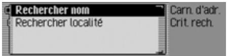BECKER 7949 TRAFFIC PRO VOICE - Commandes dans le menu Critère de recherche - 1