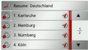 BECKER TRAFFIC ASSIST Z099 - Affichage de la liste des destinations - 2